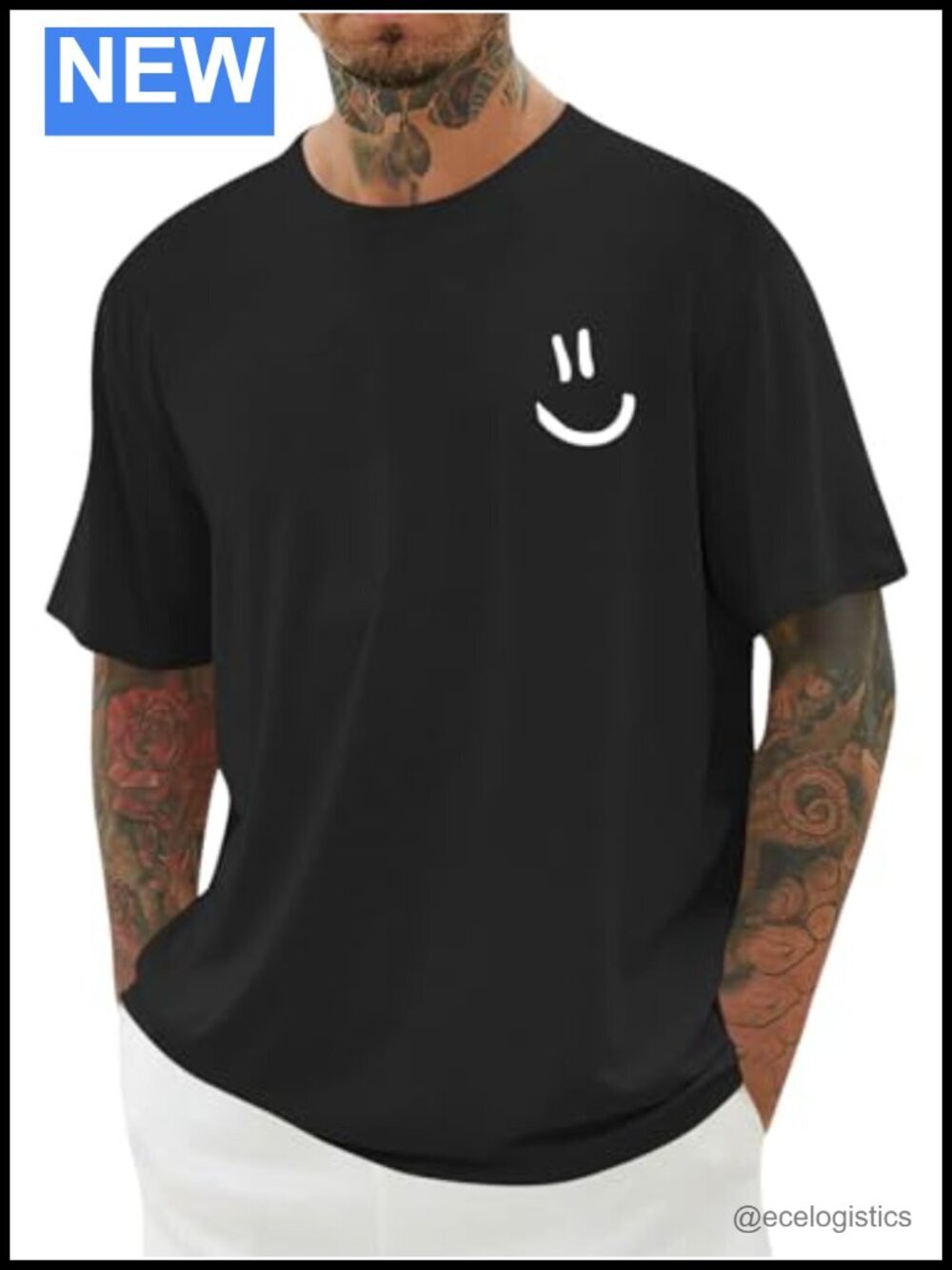Novelty Smile Face Graphic Tee Crew Neck Short Sleeve Loose Fit Summer Top